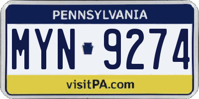 PA license plate MYN9274