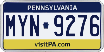PA license plate MYN9276