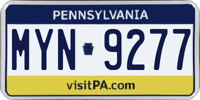 PA license plate MYN9277