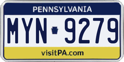 PA license plate MYN9279