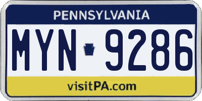 PA license plate MYN9286