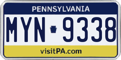 PA license plate MYN9338