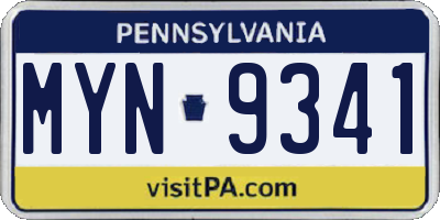 PA license plate MYN9341