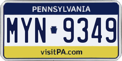 PA license plate MYN9349