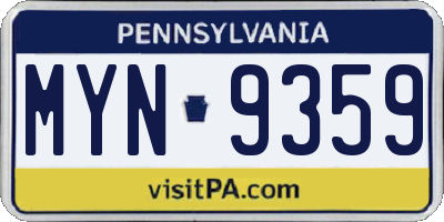 PA license plate MYN9359