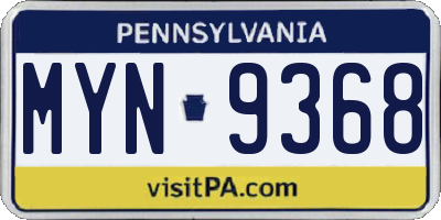 PA license plate MYN9368