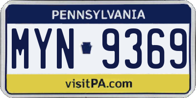 PA license plate MYN9369