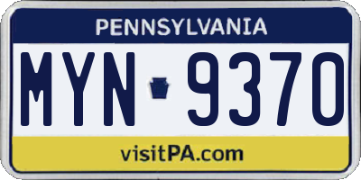 PA license plate MYN9370