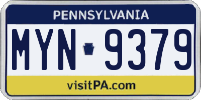 PA license plate MYN9379