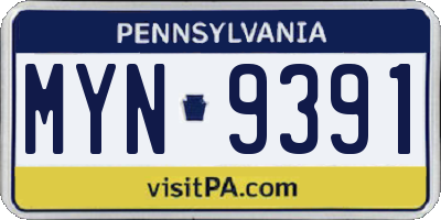 PA license plate MYN9391