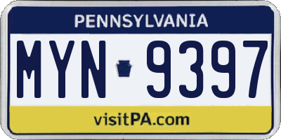 PA license plate MYN9397