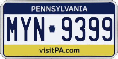 PA license plate MYN9399