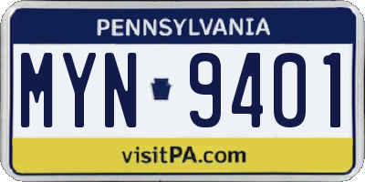 PA license plate MYN9401
