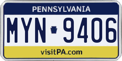 PA license plate MYN9406