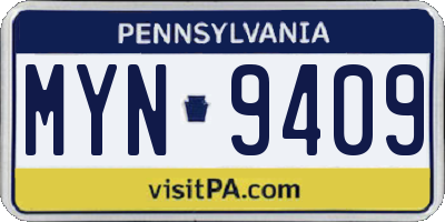 PA license plate MYN9409