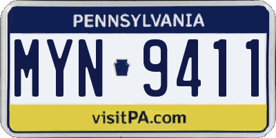 PA license plate MYN9411