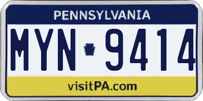 PA license plate MYN9414