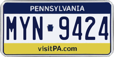 PA license plate MYN9424