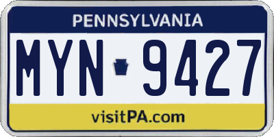 PA license plate MYN9427