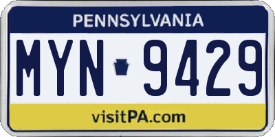 PA license plate MYN9429