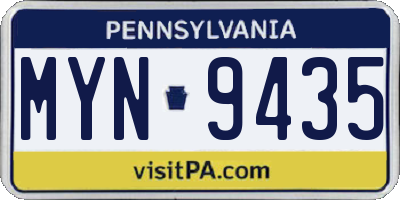 PA license plate MYN9435