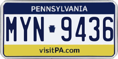 PA license plate MYN9436