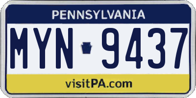 PA license plate MYN9437