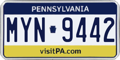 PA license plate MYN9442