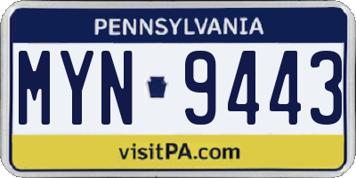 PA license plate MYN9443