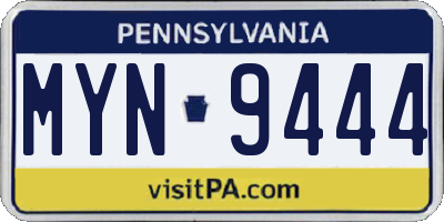 PA license plate MYN9444