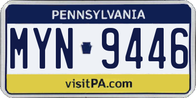 PA license plate MYN9446
