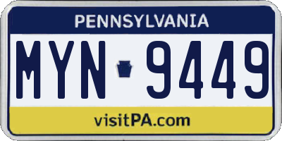 PA license plate MYN9449