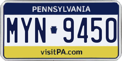 PA license plate MYN9450