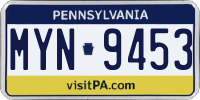 PA license plate MYN9453