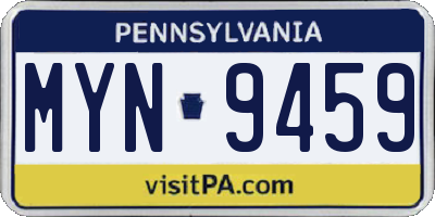 PA license plate MYN9459