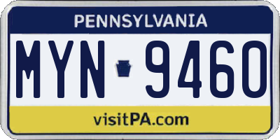 PA license plate MYN9460