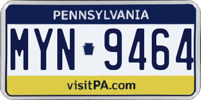 PA license plate MYN9464