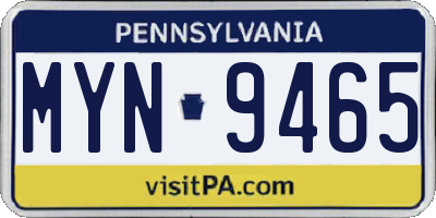 PA license plate MYN9465