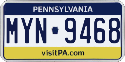PA license plate MYN9468