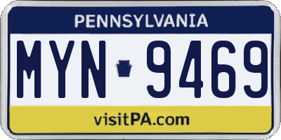 PA license plate MYN9469