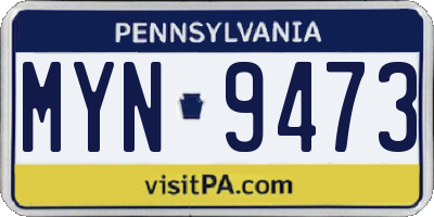 PA license plate MYN9473