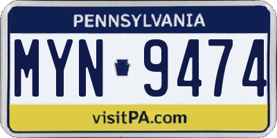 PA license plate MYN9474