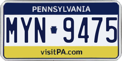 PA license plate MYN9475