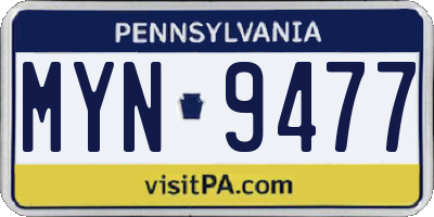 PA license plate MYN9477