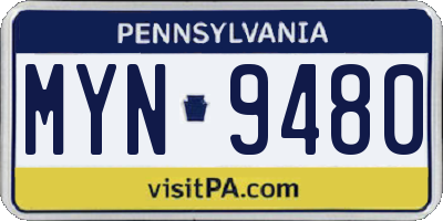 PA license plate MYN9480