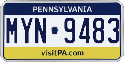 PA license plate MYN9483