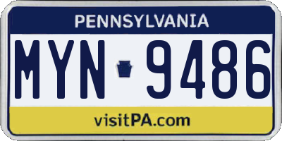 PA license plate MYN9486