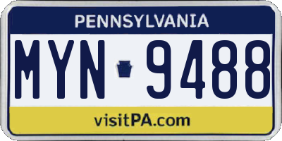 PA license plate MYN9488
