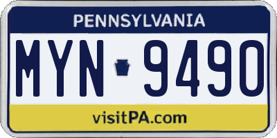 PA license plate MYN9490