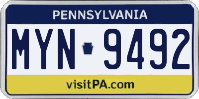 PA license plate MYN9492